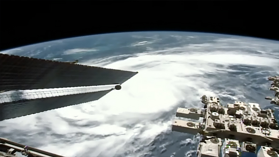 Hurricane Idalia was pictured from the International Space Station as it orbited above the Gulf of Mexico on Tuesday, Aug. 29, 2023. Credit: NASA TV