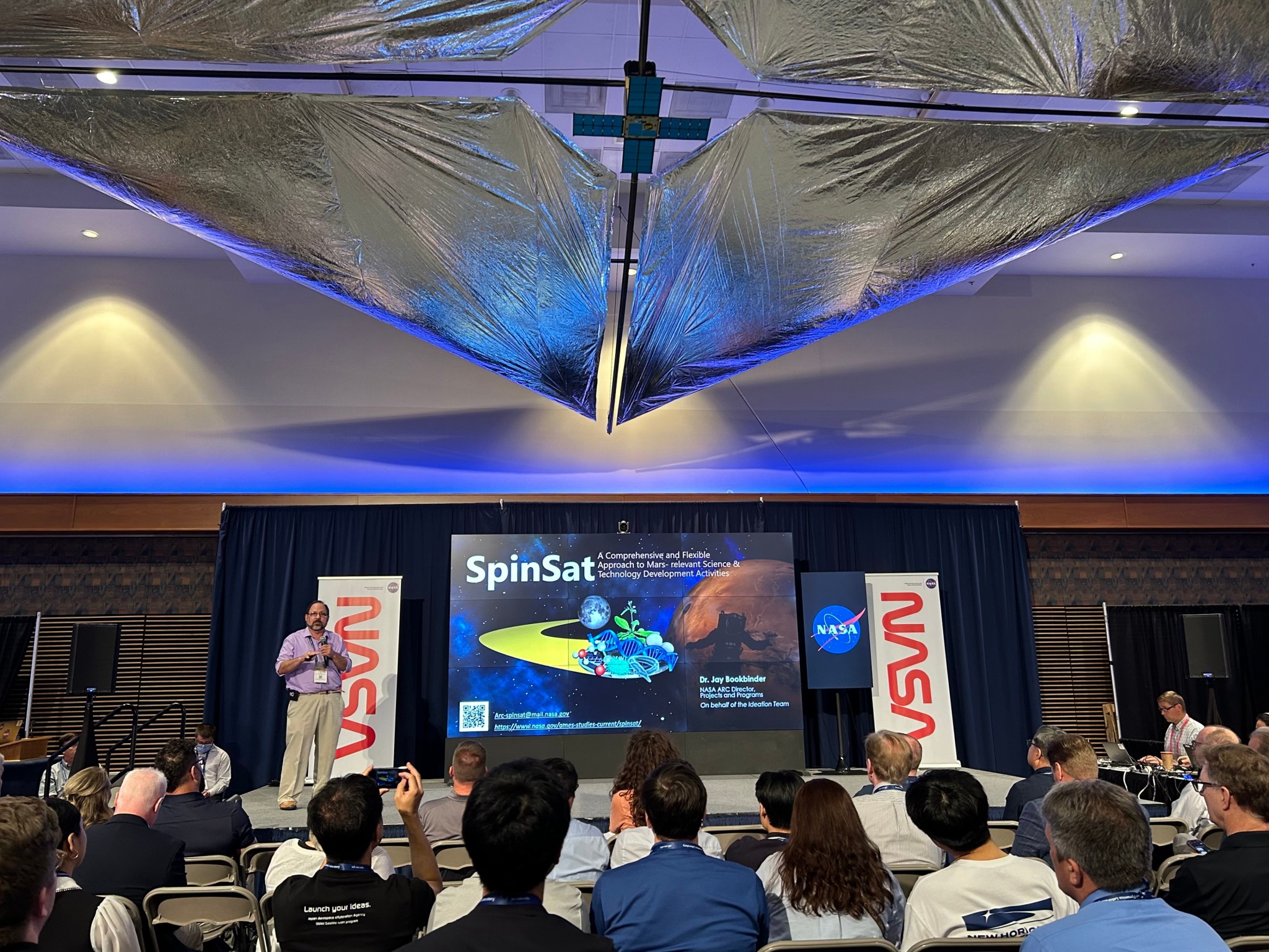 Jay Bookbinder presenting SpinSat at the SmallSat conference