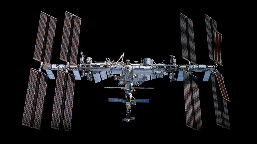 This mosaic depicts the International Space Station pictured from the SpaceX Crew Dragon Endeavour during a fly around of the orbiting lab that took place following its undocking from the Harmony module’s space-facing port on Nov. 8, 2021.