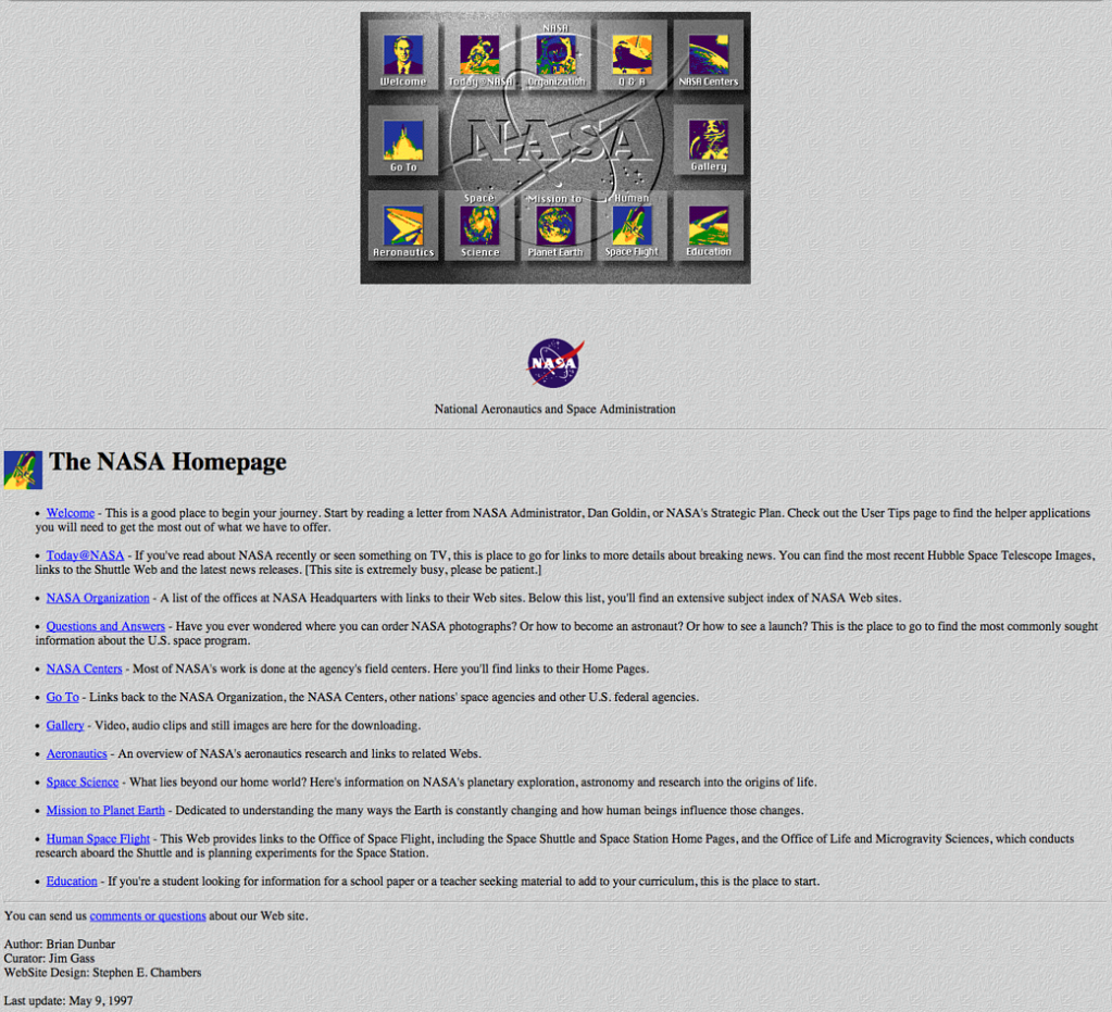 NASA’s Home Page Through the Years
