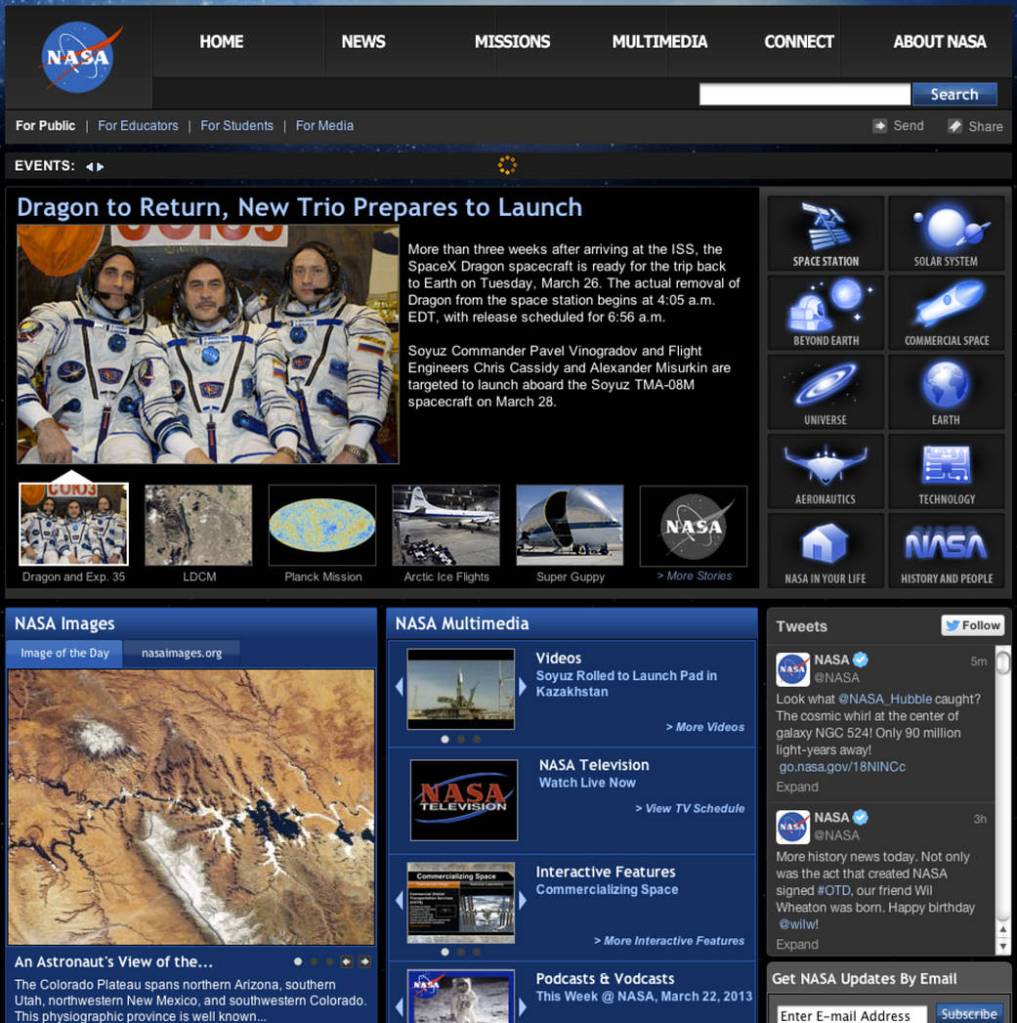 NASA Home Page, 2007-13