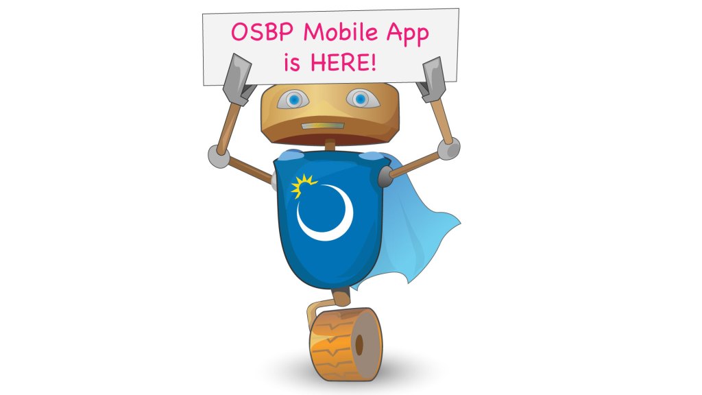 Osby holding up sign announcing the new OSBP Mobile app
