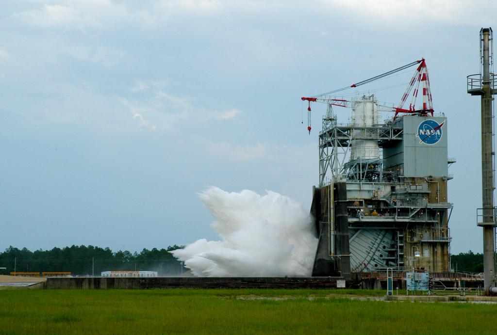 hot fire testing of a J-2X engine on the A-2 Test Stand at Stennis Space Center