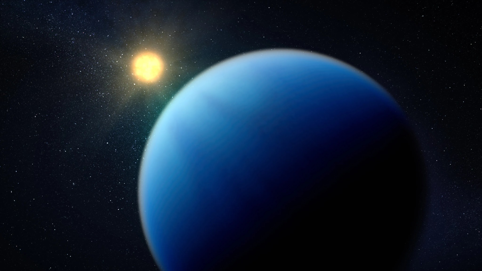 This artist’s concept shows what the sub-Neptune exoplanet TOI-421 b