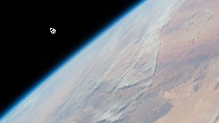 The SpaceX Dragon cargo spacecraft approaches the space station above Africa during a previous resupply mission on Nov. 27, 2022.