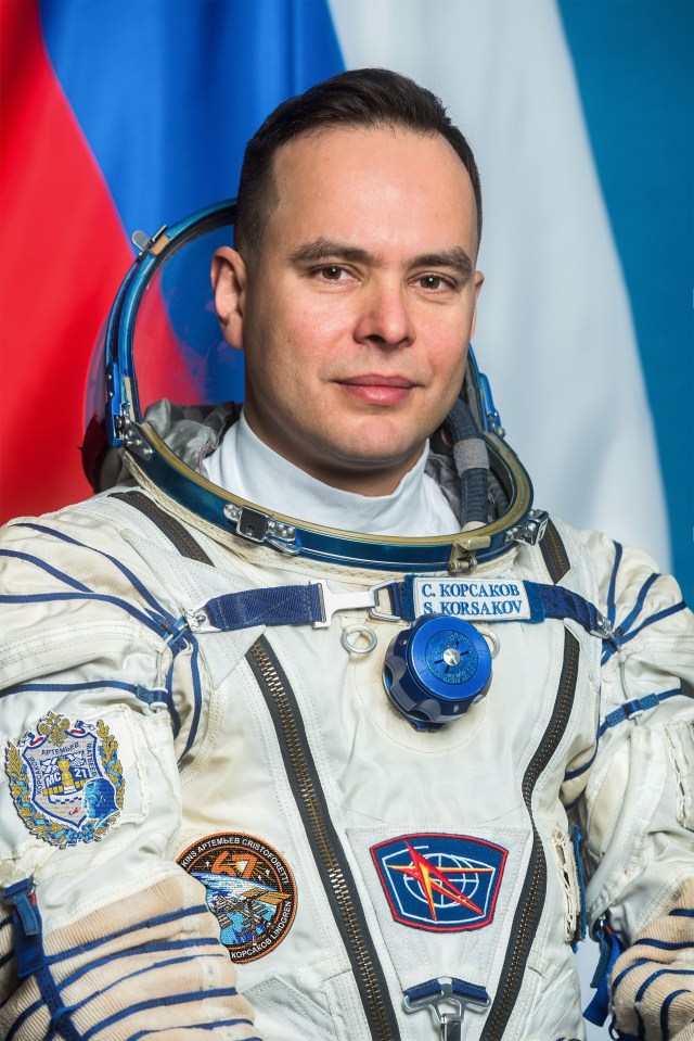 Official portrait of Roscosmos cosmonaut and Expedition 67 Flight Engineer Sergey Korsakov. Credit: Andrey Shelepin
