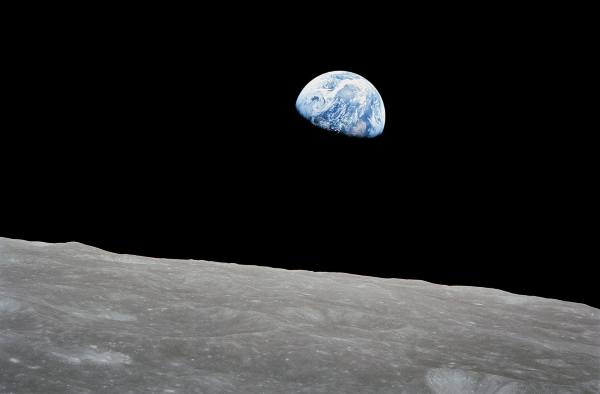 The famous Earthrise photograph from Apollo 8