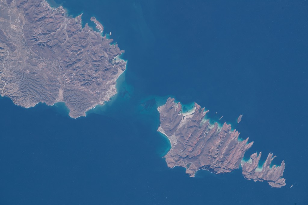 iss068e025025 (Nov. 25, 2022) --- Baja California's Isla del Espiritu Santo is pictured from the International Space Station as it orbited 259 miles above the Mexican state in between the Gulf of California and the Pacific Ocean.