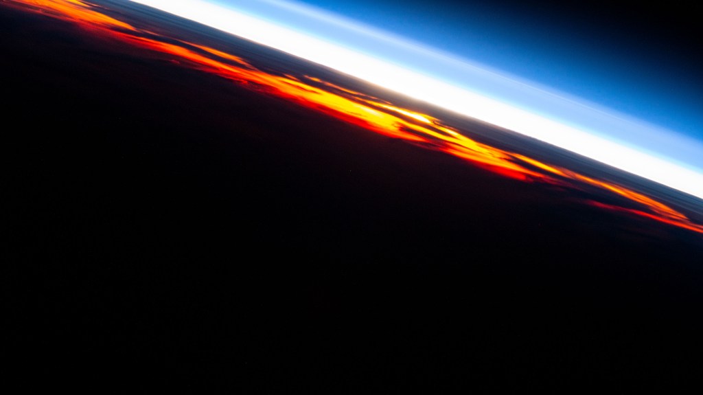 The International Space Station was flying into an orbital sunset 259 miles above the Pacific Ocean passing 600 miles off the coast of the Mexican state of Michoacan.