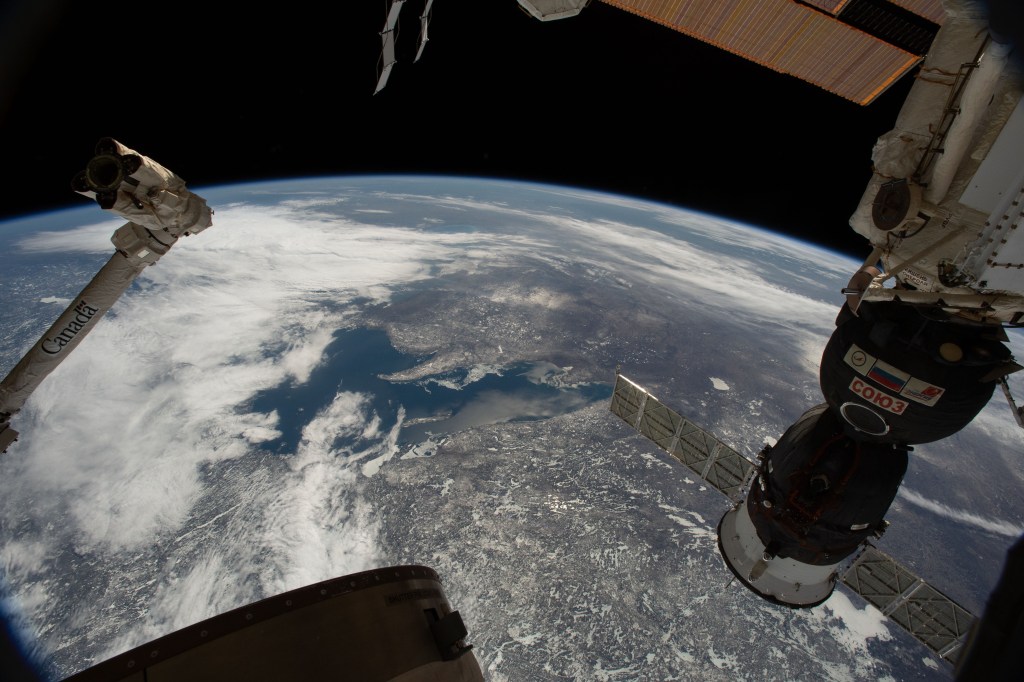 Lake Superior, looking from north to south, is pictured as the International Space Station orbited 258 miles above Ontario, Canada.