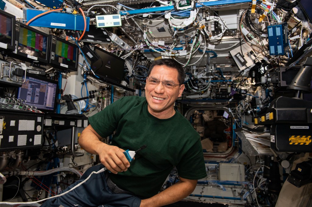 iss068e020504 (Nov. 3, 2022) --- NASA astronaut and Expedition 68 Flight Engineer Frank Rubio is pictured inside the International Space Station's U.S. Destiny laboratory module.