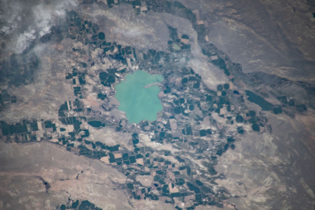 An Expedition 59 crewmember photographed Ocean Lake in Wyoming from an altitude of 256 miles above the United States.