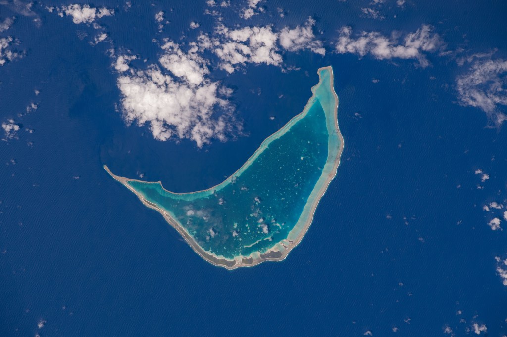 iss068e000304 (Sept. 29, 2022) --- Taongi Atoll, in the independent country of the Marshall Islands, is pictured from the International Space Station as it orbited 258 miles above the Pacific Ocean.