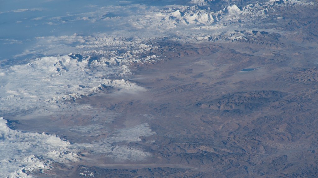 iss068e047345 (Feb. 8, 2023) --- The Himalayan peaks are pictured in this oblique photograph from the International Space Station as it orbited 260 miles above central China.