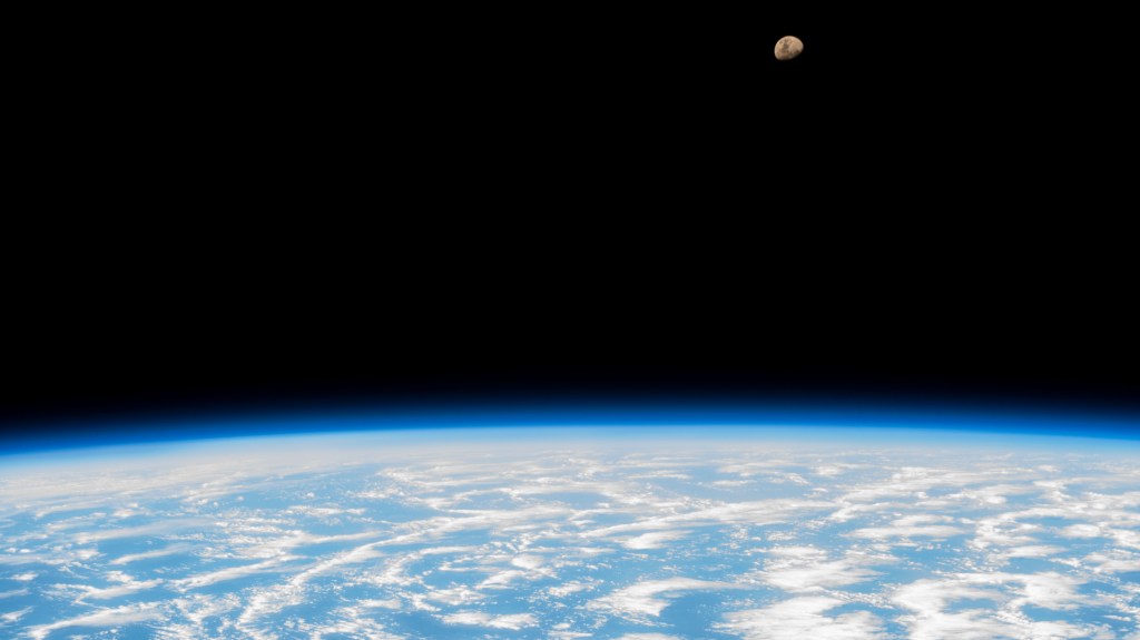 iss068e020619 (Nov. 4, 2022) --- The waxing gibbous Moon is pictured from the International Space Station as it orbited 271 miles above the Indian Ocean southwest of Australia's island state of Tasmania.