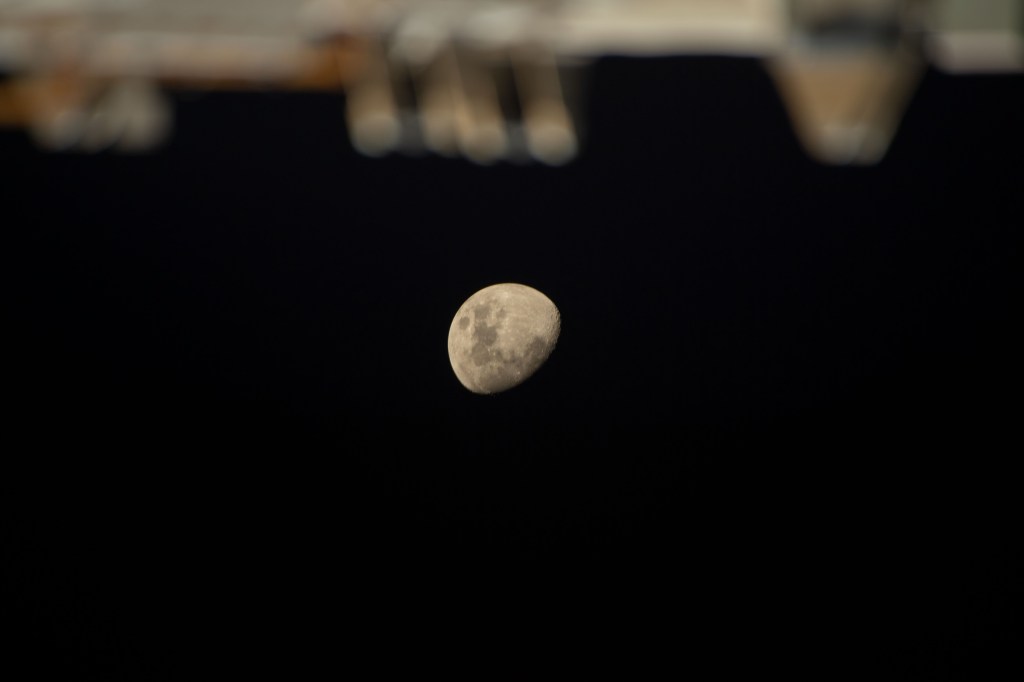 iss068e036313 (Jan. 2, 2023) --- The Waxing Gibbous Moon is pictured from the International Space Station as it orbited 269 miles above the southern Indian Ocean.