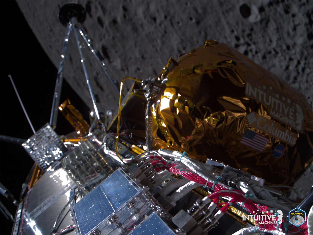 Odysseus passes over the near side of the Moon after entering lunar orbit insertion on February 21. Credit: Intuitive Machines