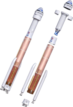 An illustration breaking down the makeup of the United Launch Alliance Atlas V rocket.