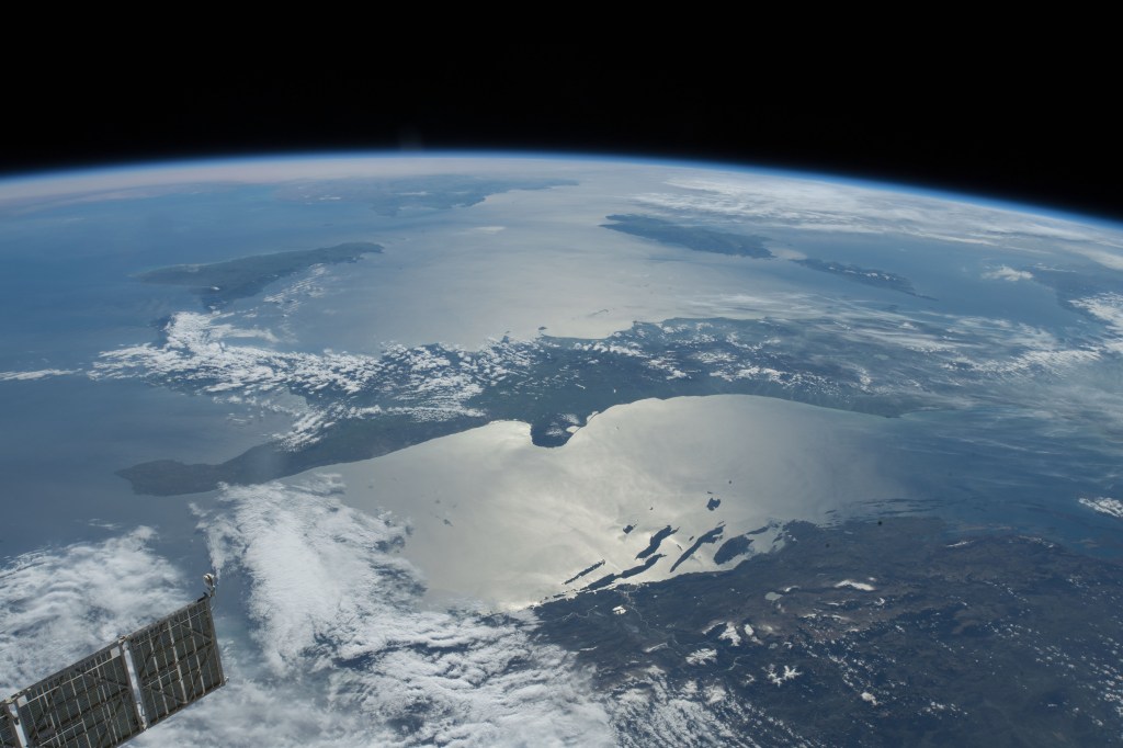 This Earth view taken by an Expedition 55 crew member aboard the International Space Station looks over southeastern Europe, across Italy and into the Mediterranean Sea toward France and Spain.