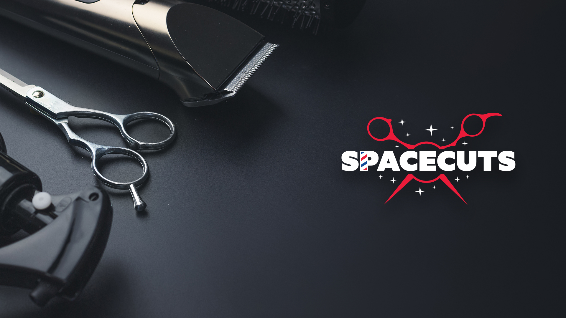 MAF Spacecuts banner image with salon tools