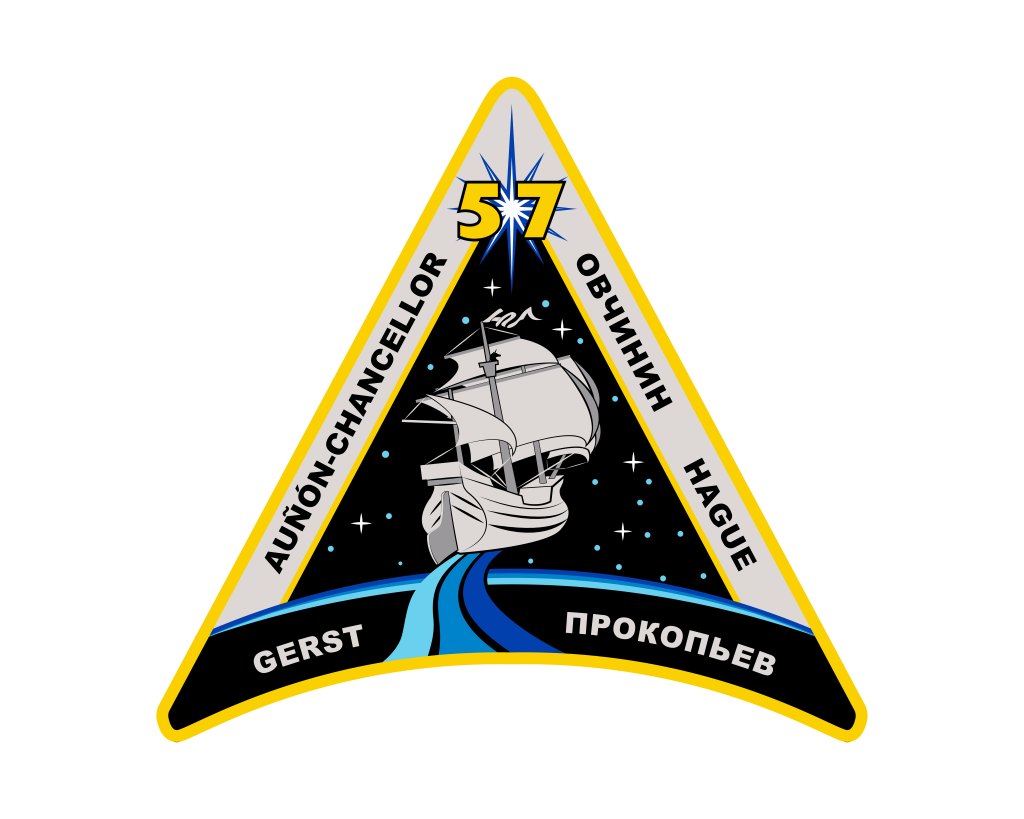 The official insignia of the five-member Expedition 57 crew.