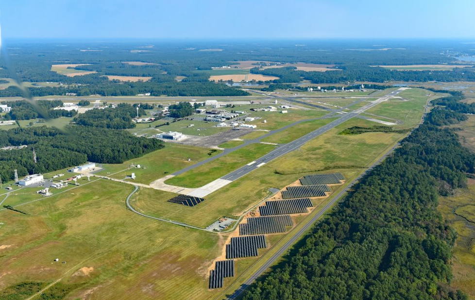 Aerial view of Wallops solar airfield array