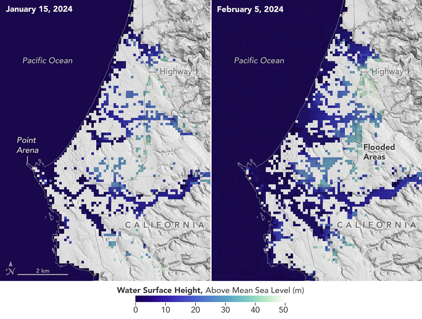 SWOT Satellite Catches Coastal Flooding During California Storms