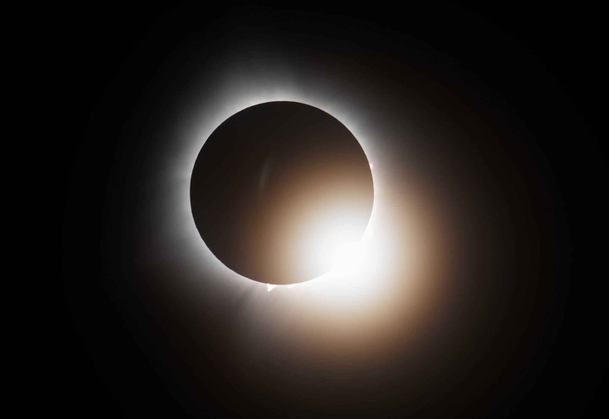 A total solar eclipse is seen from the Indianapolis Motor Speedway, Monday, April 8, 2024, in Indianapolis, Indiana.