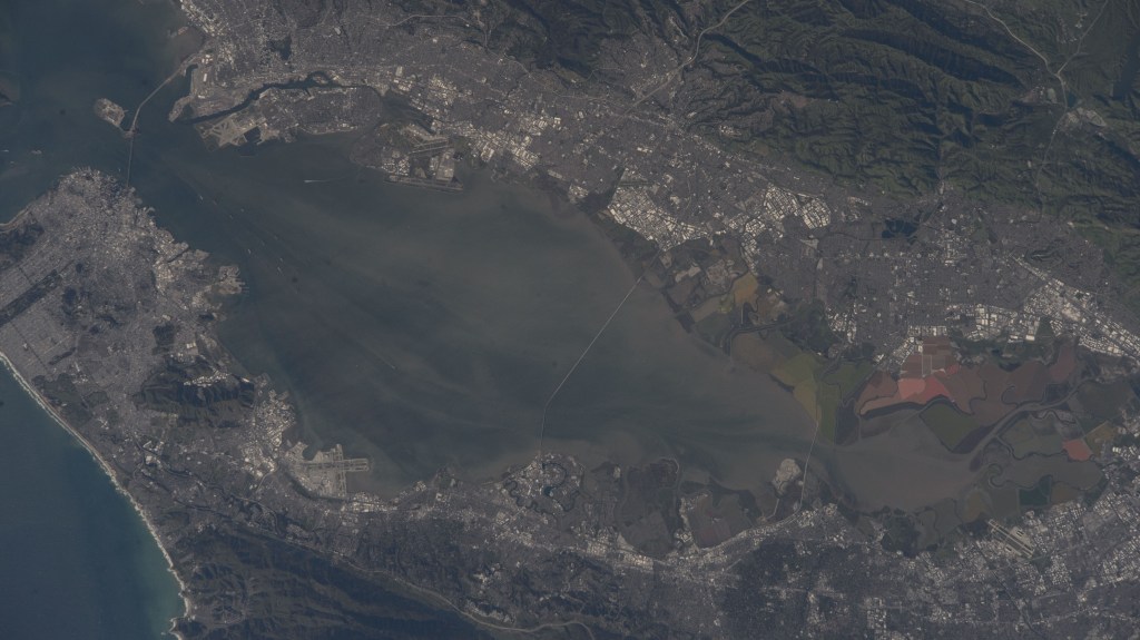 The San Francisco Bay Area, home to California's Silicon Valley, is pictured from the International Space Station as it orbited 260 miles above The Golden State.