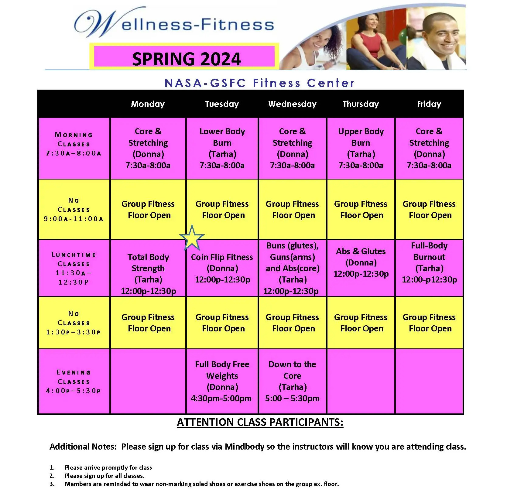 Goddard fitness center spring schedule
