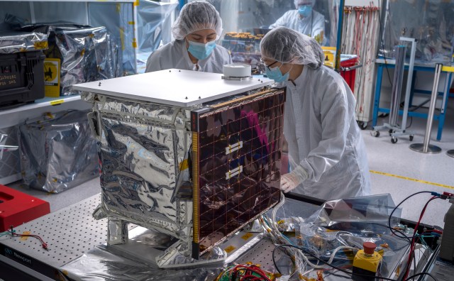 NASA's Farside Seismic Suite undergoes work in a JPL clean room