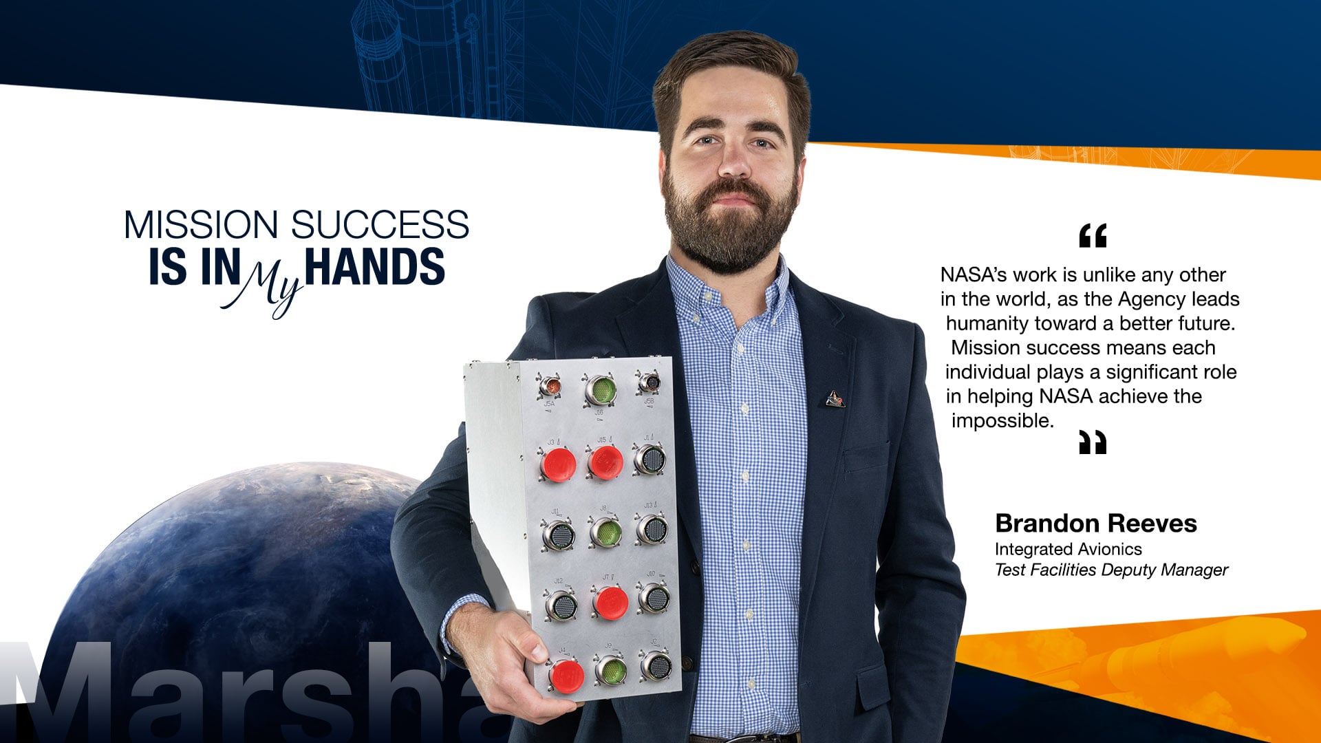 Brandon Reeves is the deputy manager of the Integrated Avionics Test Facility (IATF) at NASA’s Marshall Space Flight Center.
