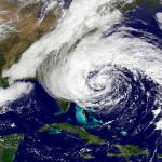 Aerial imagery of Hurricane Sandy covering the east coast of the U.S.