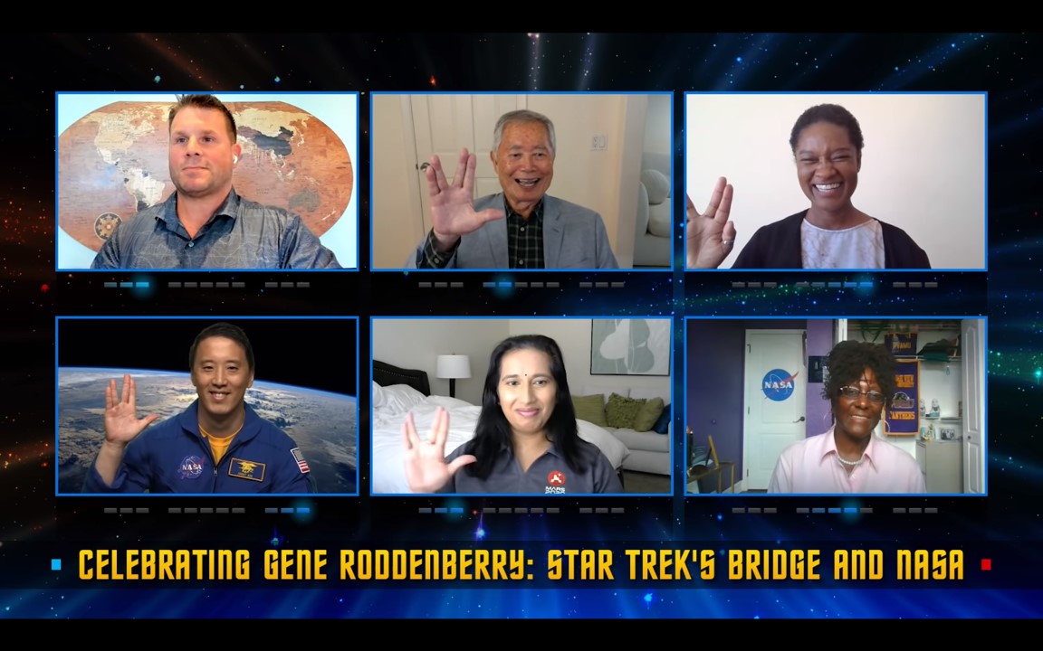 In a tribute to Star Trek creator Gene Roddenberry on the 100th anniversary of his birth, his son Rod, upper left, hosts a virtual panel discussion about diversity and inspiration