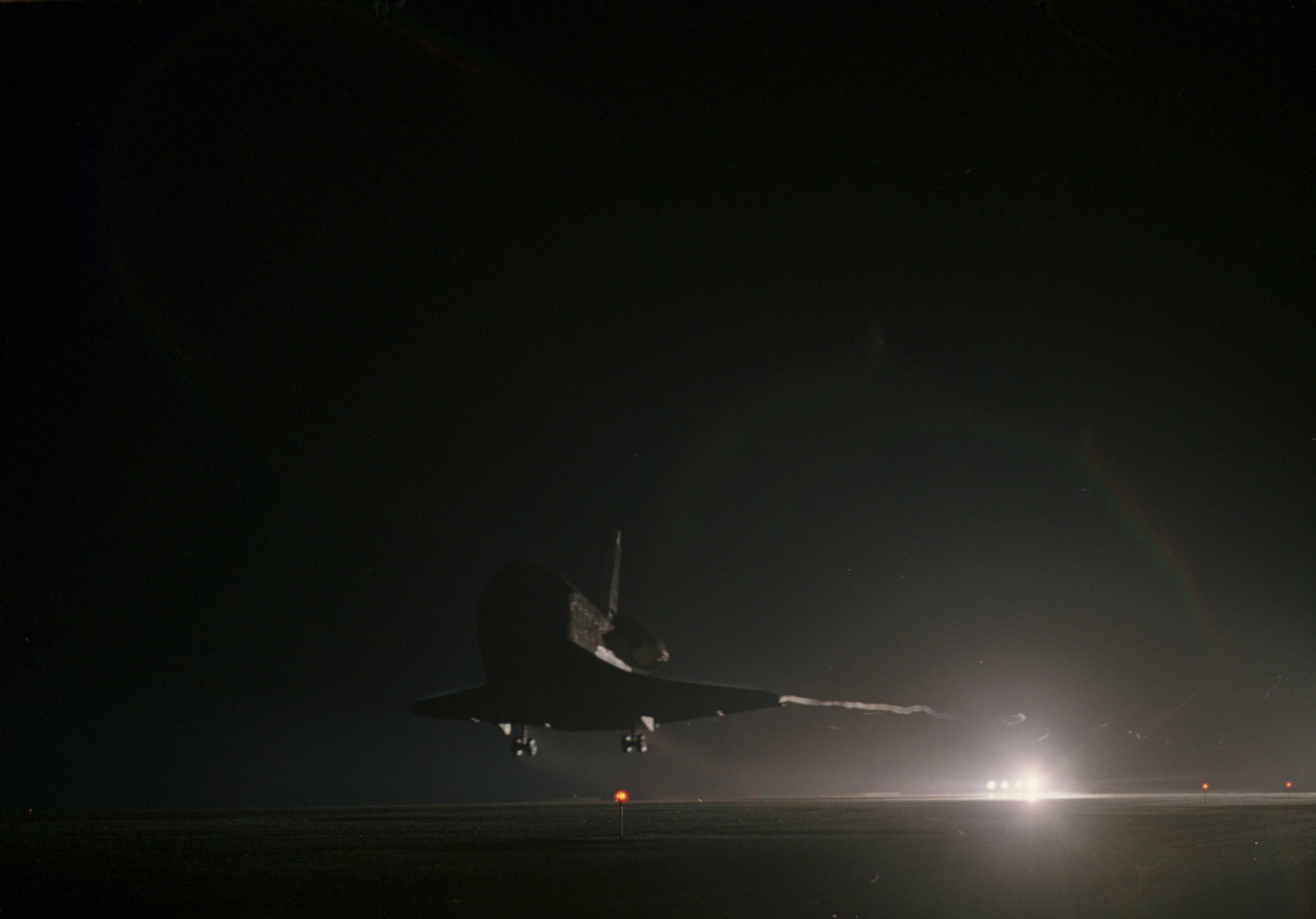 Discovery makes a smooth night landing at NASA’s Kennedy Space Center in Florida.