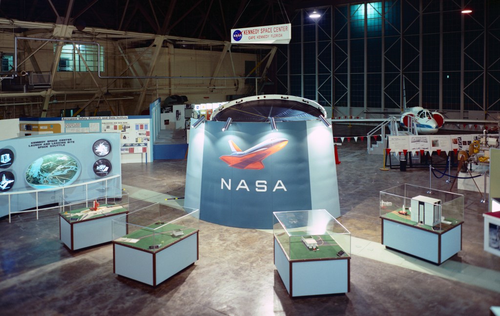Displays inside the hangar.