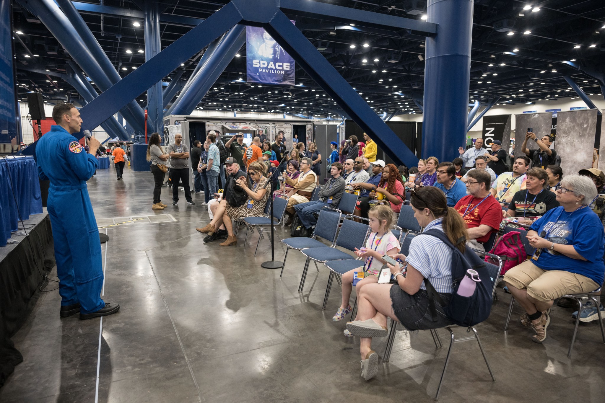 Comicpalooza fans enjoyed compelling presentations and panel discussions at NASA's stage and exhibit booth.