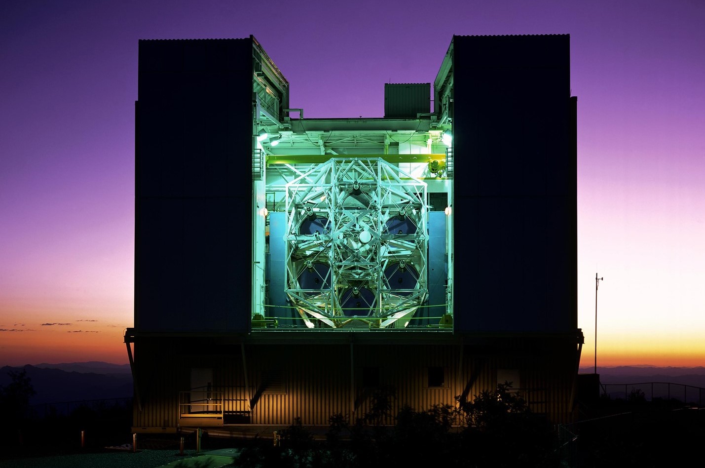 The Multiple Mirror Telescope Observatory on Mount Hopkins, Arizona, in its original six-mirror configuration using mirrors from the MOL Program