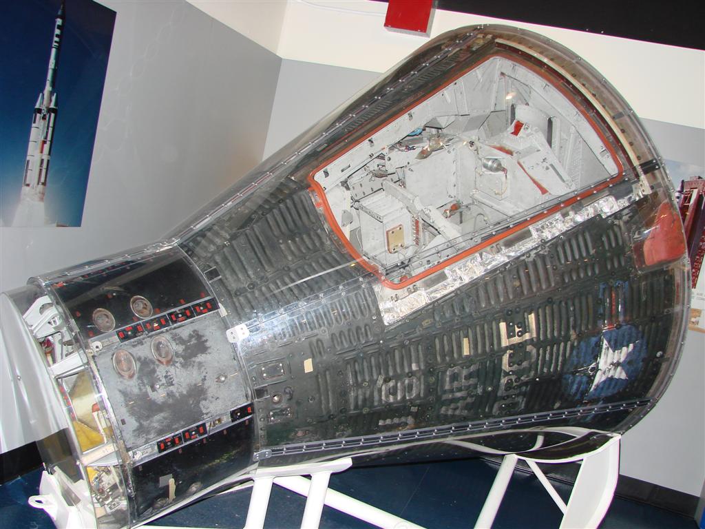 The flown Gemini-B capsule on display at the Cape Canaveral Space Force Museum in Florida