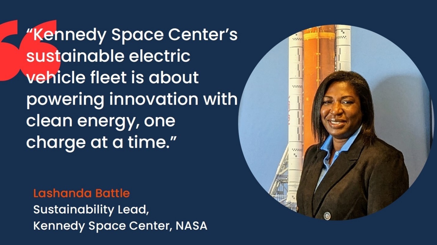 Image shows quote from Kennedy Space Center Sustainability Lead Lashanda Battle, 