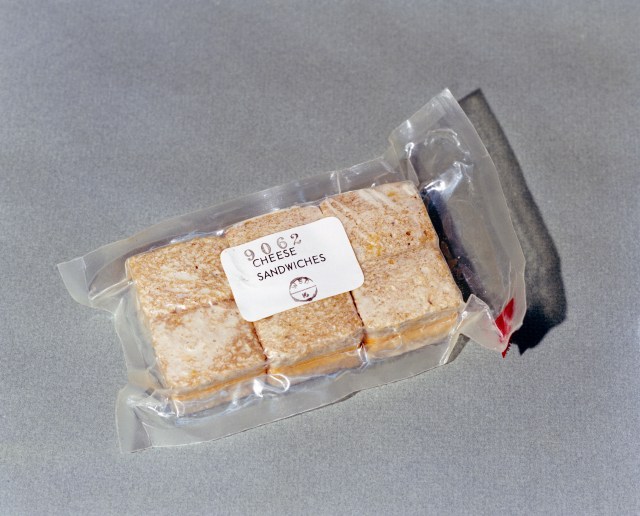 Astronaut-packaged cheese sandwiches