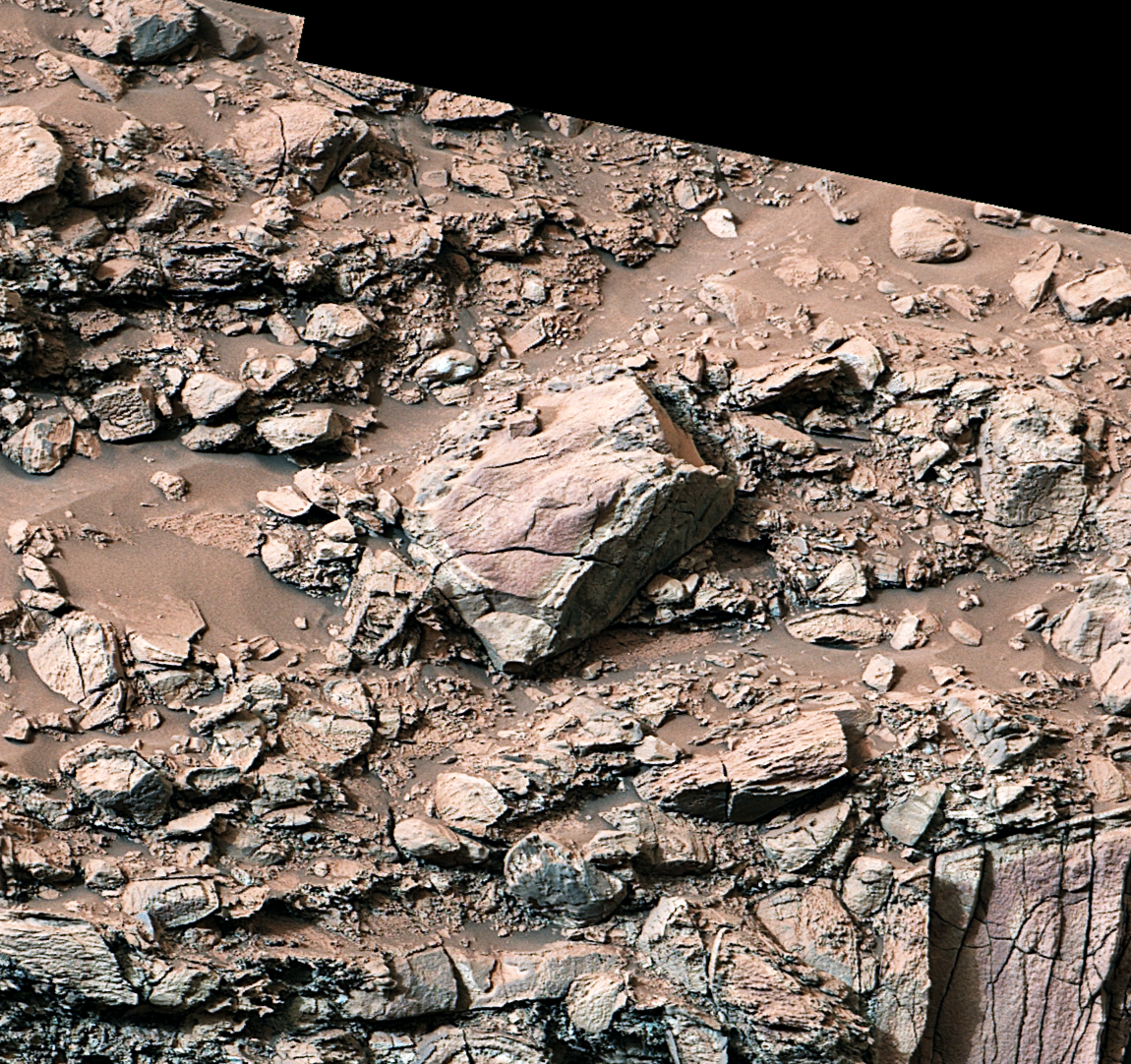 Mars rocks that show a pale color near their edges. These rings, also calle