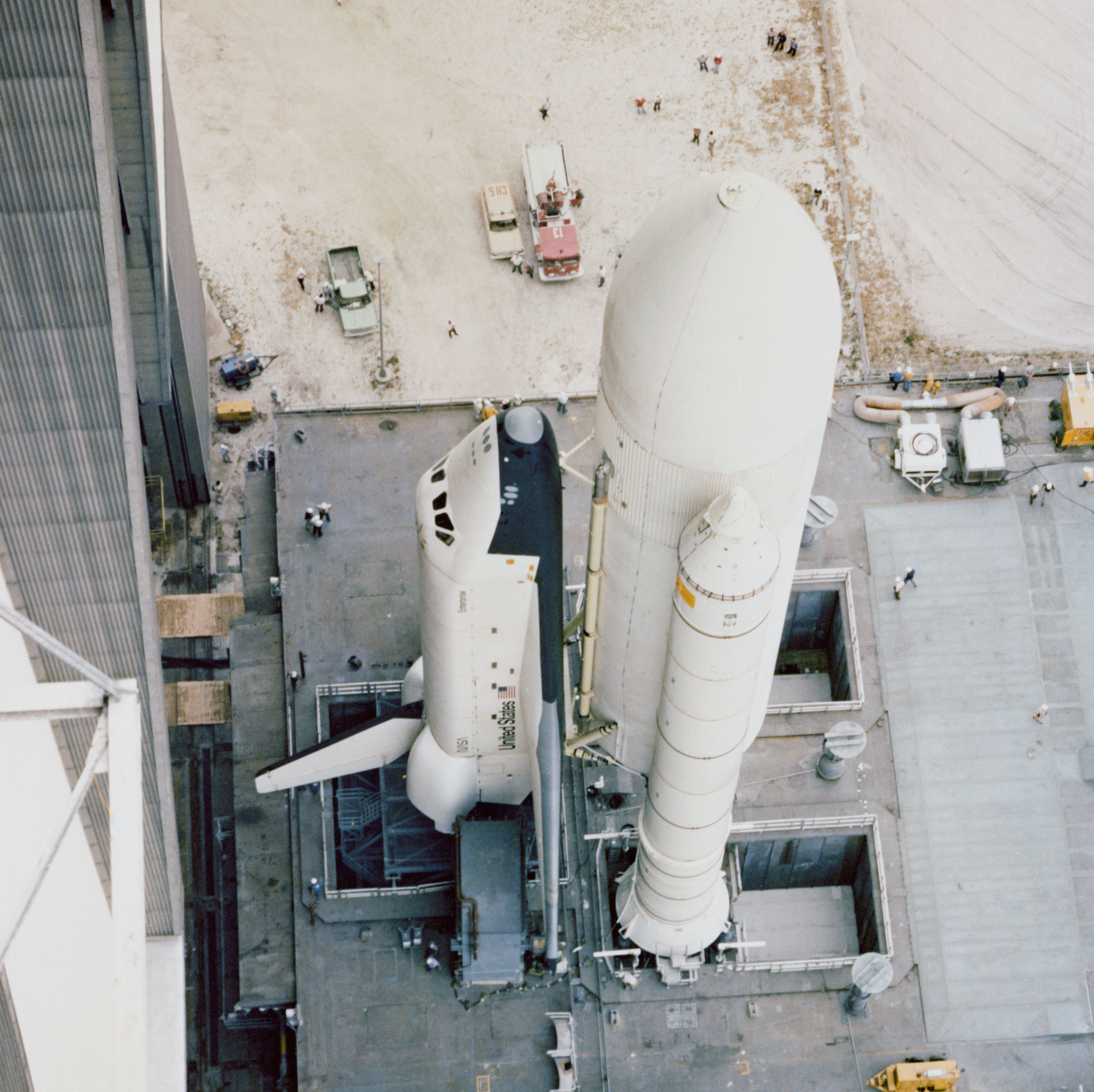 Enterprise exiting the Vehicle Assembly Building at NASA's Kennedy Space Center in Florida