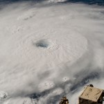 Hurricane Beryl is pictured as a Category 4 storm south of Barbados from the International Space Station as it orbited 262 miles above the Caribbean Sea.