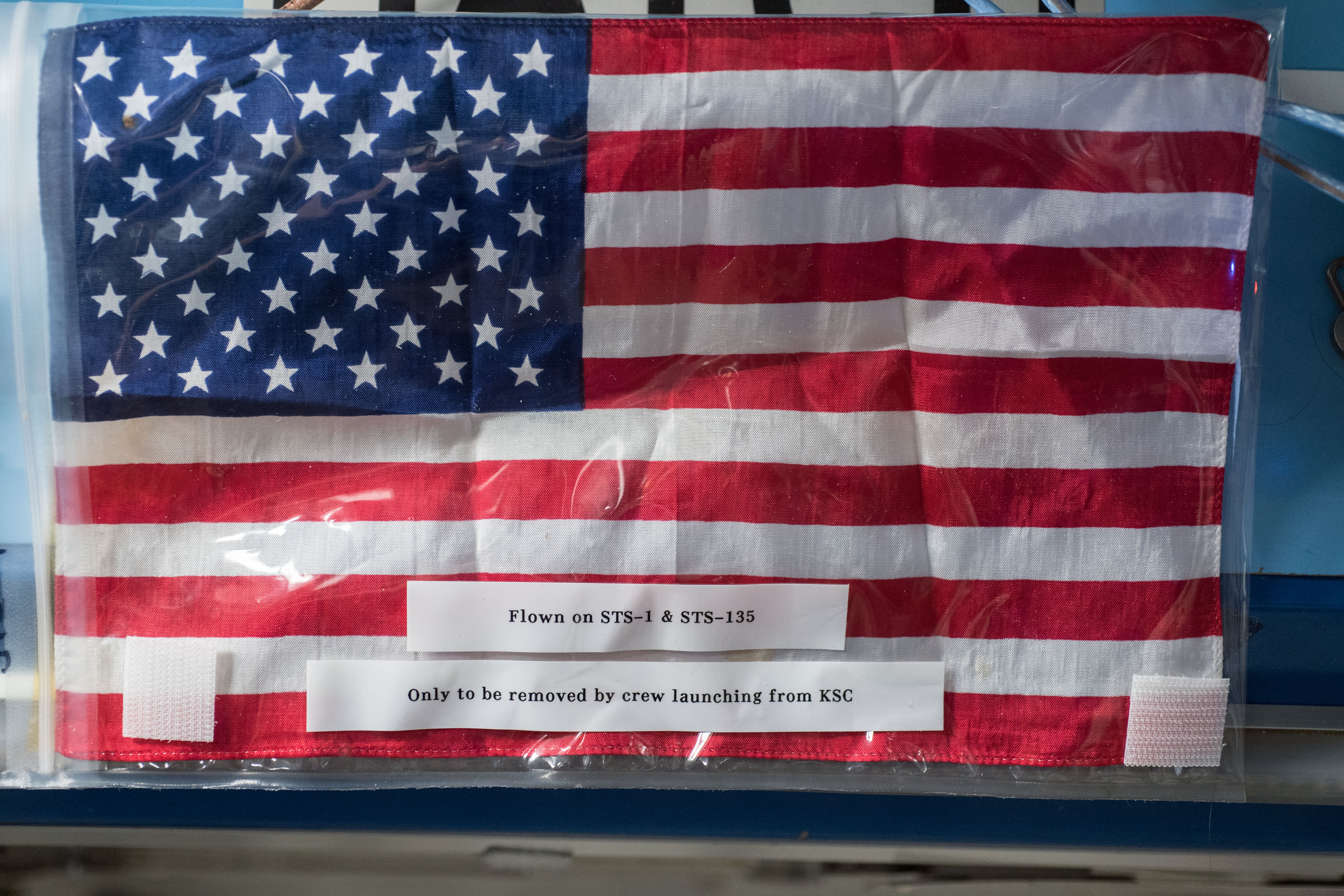 July 4, 2018. The Expedition 56 crew found the American flag originally flown aboard STS-1 and brought to the space station by STS-135
