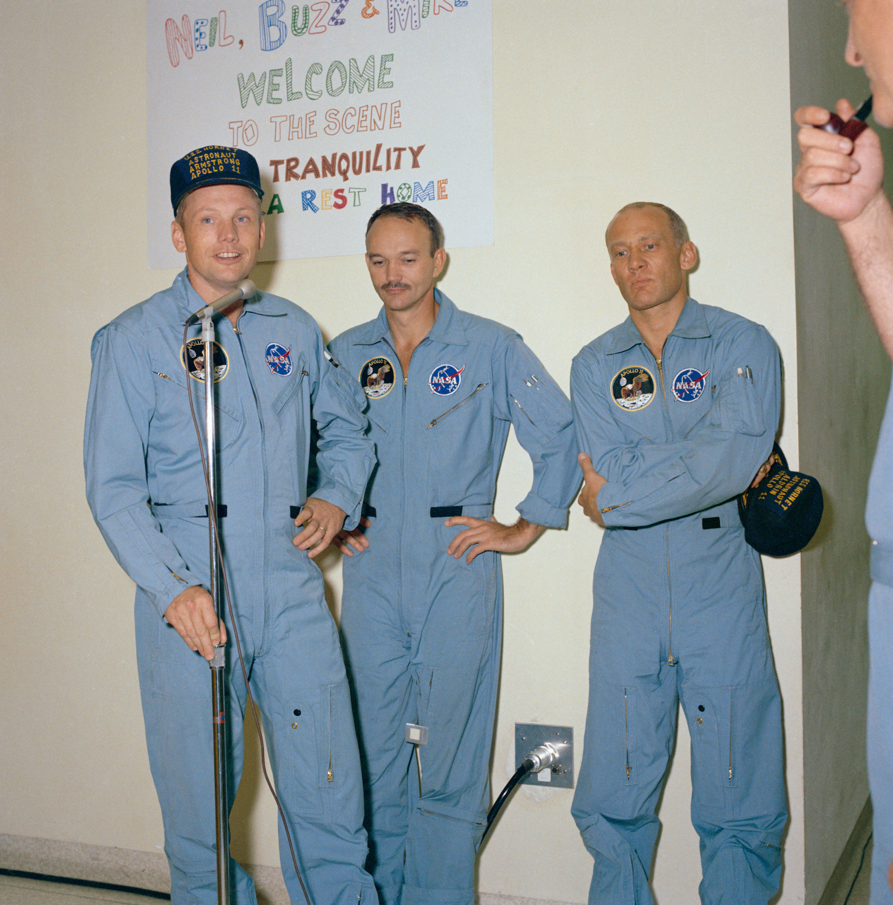 Neil, Mike, and Buzz address the workers inside the LRL