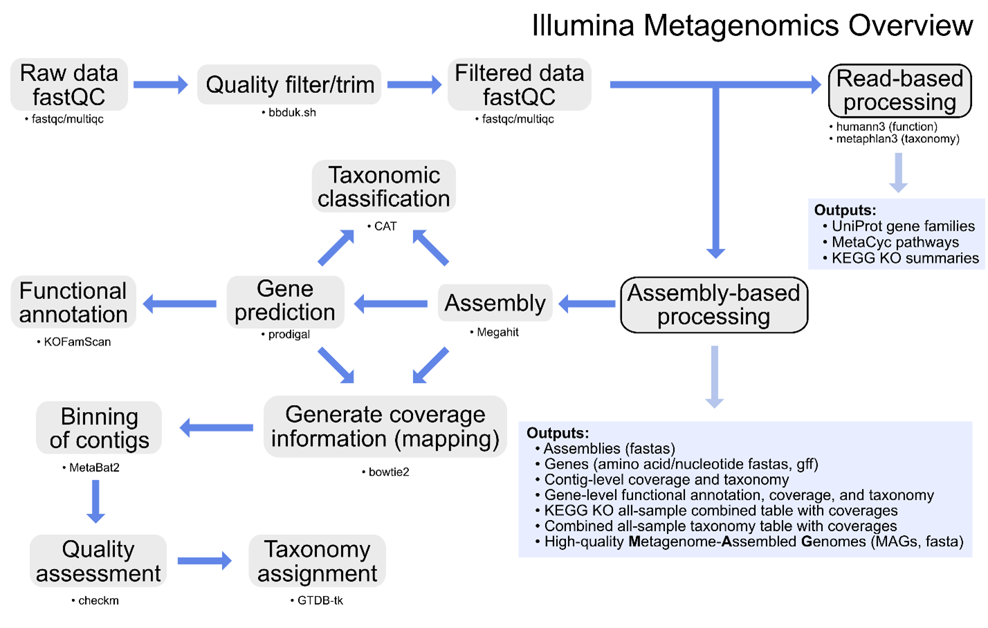 Image shows the Metagenomics sequencing data processing pipeline.