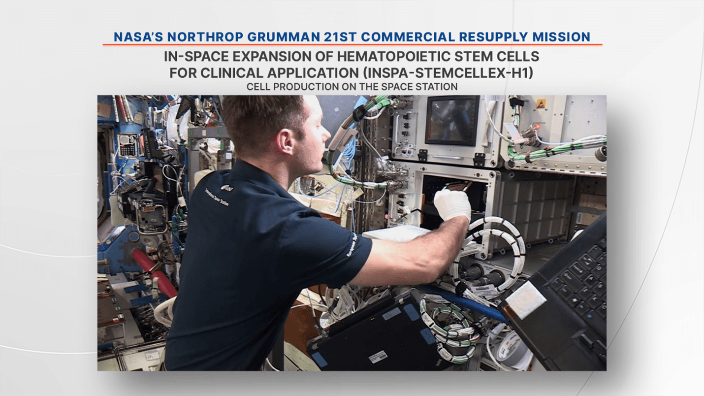 The production of blood and immune stem cells on the space station with the BioServe In-Space Cell Expansion Platform (BICEP).