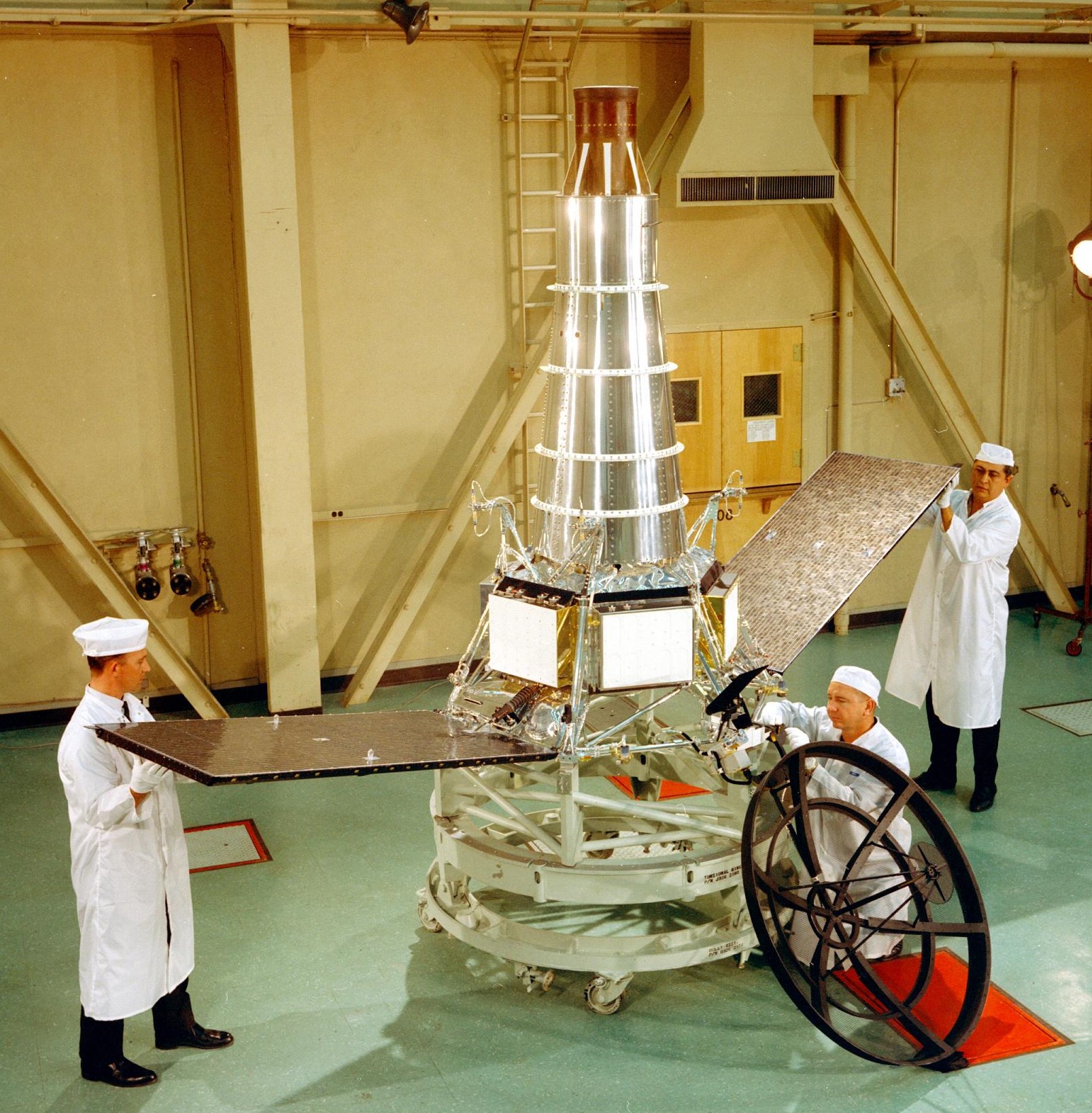 Block III Ranger 7 spacecraft under assembly at JPL