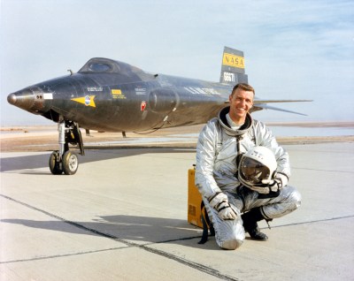 Joe Engle poses with the X-15